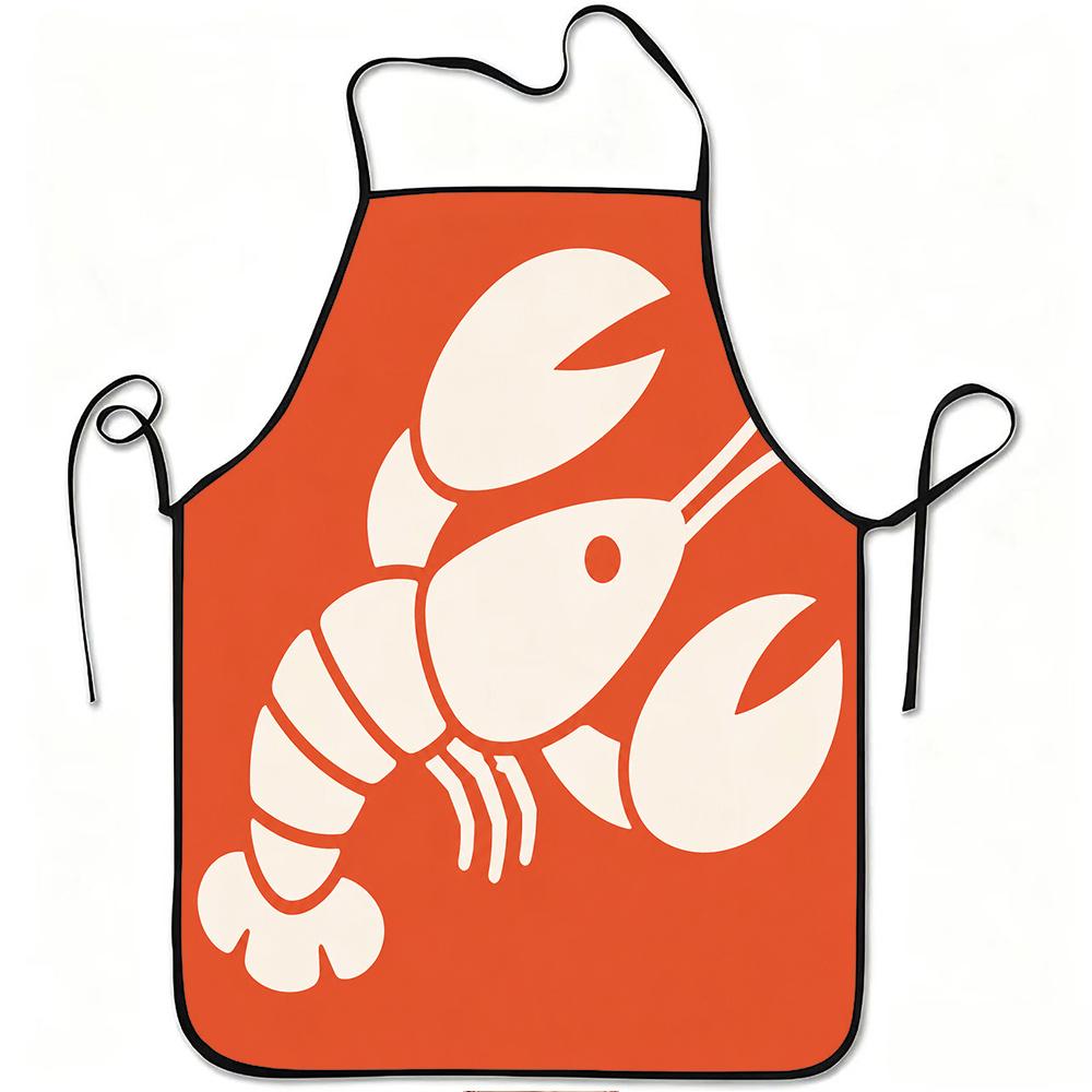 1pc Lobster Graphic Print Apron, Durable And Easy to Clean, Adjustable Waistband, Polyester Material, for Kitchen Cooking, Gardening, Orchard Picking,