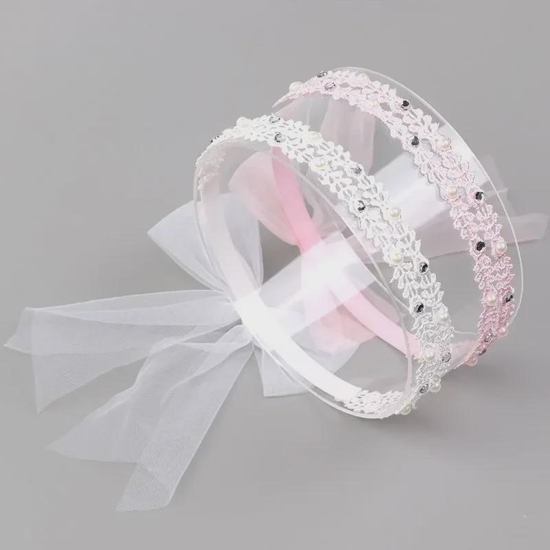 Детская повязка на голову с кружевным бантом для принцессы - однотонная