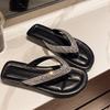 Fashion Summer New Slippers Women Fashion Clip Toe Crystal with Soft Sole Anti-slip Wear-resistant Lightweight Flat Flip Flops