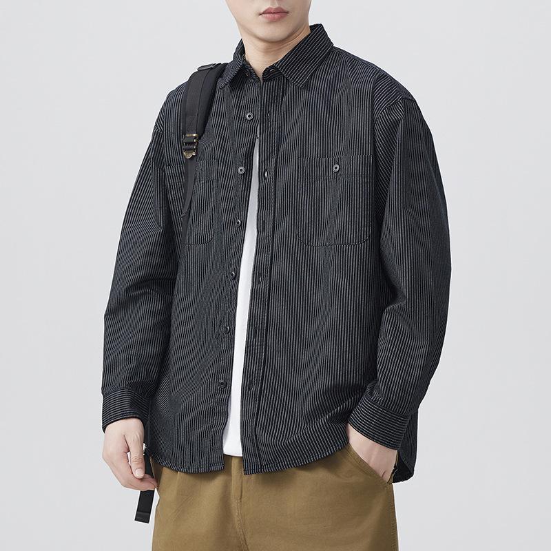 Новая весенняя японская ретро мужская рубашка из рыхлого оксфордского хлопка, повседневная американская рубашка