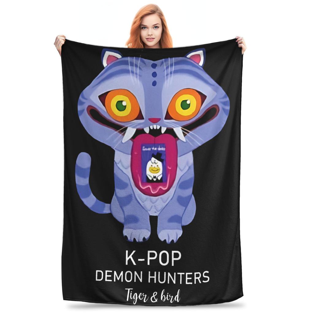 KPop Demon Hunters Huntrix Blue Tiger Derpy Blanket Super Soft Cozy Throw Blankets for Sofa 50x60 Inch Multi-size Bedspreads