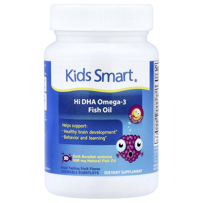 Kids Smart®, Hi DHA-Omega 3 Fish Oil, Fruit, 30 Chewable Burstlets