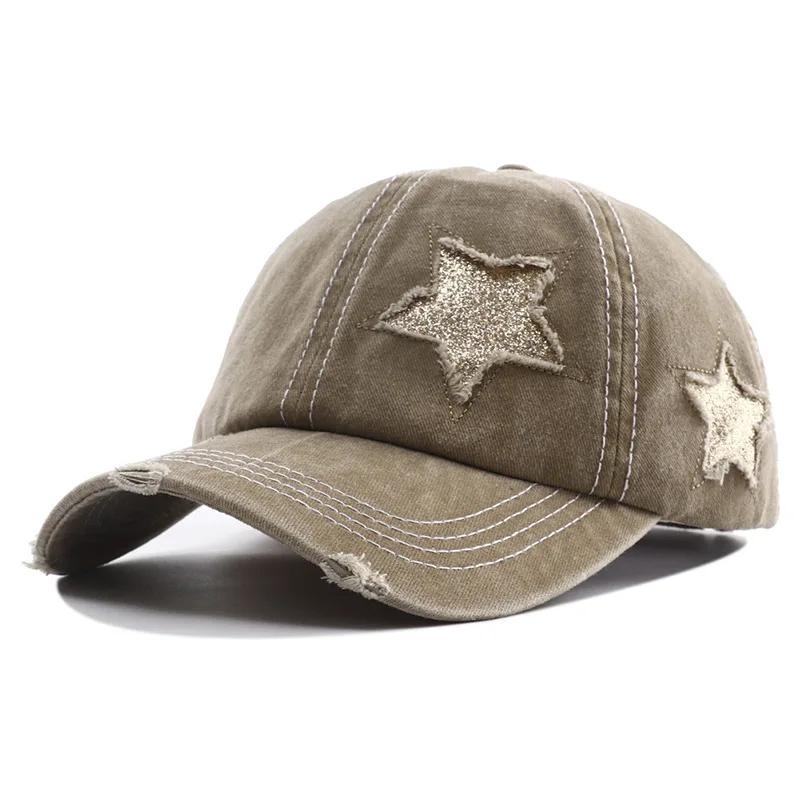  New Star Hollow Out Tail Baseball Cap for Ponytail Snapback Hat  Women Hip Hop Adjustable Distressed Hats Casquettes Femmes