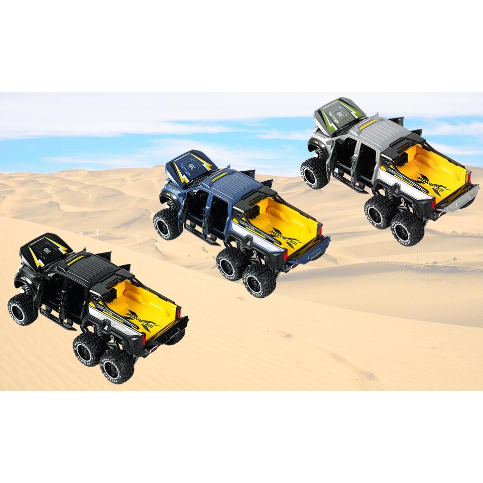 Масштаб 1/24 X-класса 6x6 внедорожные литые металлические модели автомобилей, пикапы-монстры, игрушечная переоборудованная модель автомобиля со звуком и светом для детей от 3 лет и старше