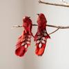 1 Pair Long Feather Tail Christmas Tree Bird Pendant Foam Bird Figurines  Handicraft