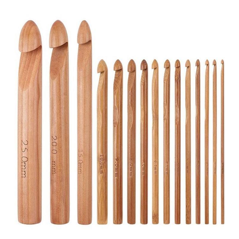 Большой набор деревянных крючков для вязания из супертолстой пряжи или полосок ткани top sale