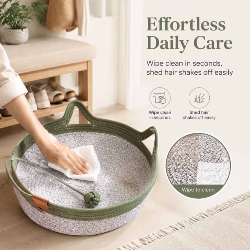 Pet Cat Bed Round Hand Woven Rattan Wear-resistant Cat Bed Summer Cooling Pet Bed Indoor Sleeping House Pet Products Accessories