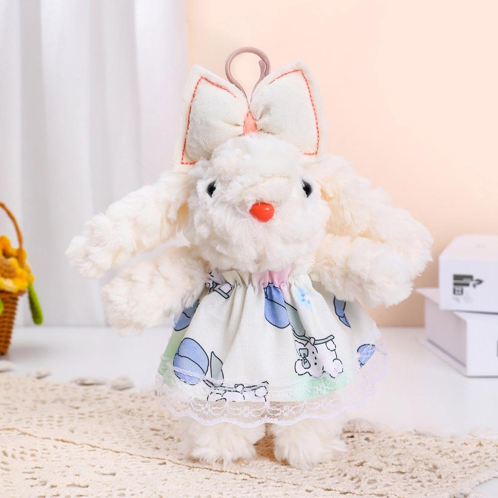 Rabbit Doll Drooping Ear Rabbit Pendant Bowknot Car Key Ring Plush Rabbit Keychain Small Gifts
