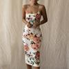 Женское платье на бретельках с открытой спиной и без рукавов, модное элегантное платье с цветочным принтом, тонкие сексуальные клубные платья до середины икры, осенняя одежда