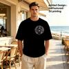 Men Crew Neck T‑Shirt, Urban Streetwear Hooded Bear Large Back Graphic Short Sleeve Tee