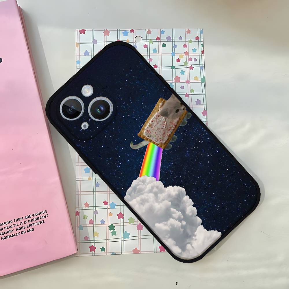 Милый Смешной Кот Н-нян Чехол для Телефона Чехол для Телефона Для IPhone 17,16,15,14,13,12,11,Pro,Plus,Mini Мягкий Черный Чехол