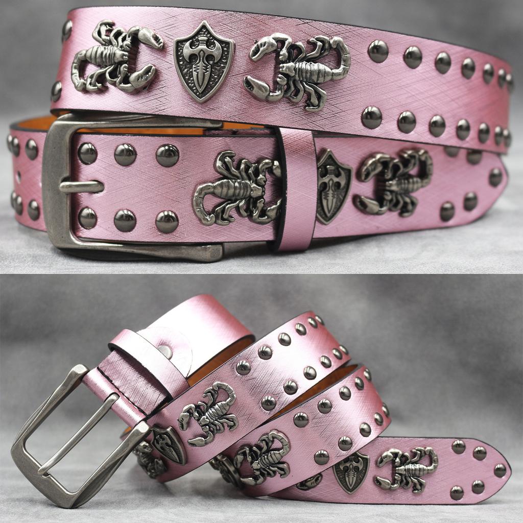 Оригинальный ремень с заклепками в виде черепов, панк, мужской ремень, женский декоративный ремень с узором змеи