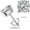 1.0 Ct Round Cut Diamond Stud Earrings Solid14K White Gold Screw Back Basket Jewellery Gift For Women's