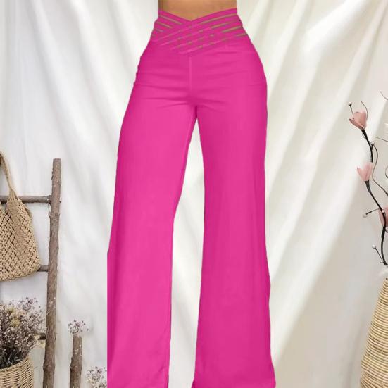 Женские длинные брюки с широким поясом и высокой талией, однотонные широкие расклешенные брюки для йоги, спортивные штаны для спортзала