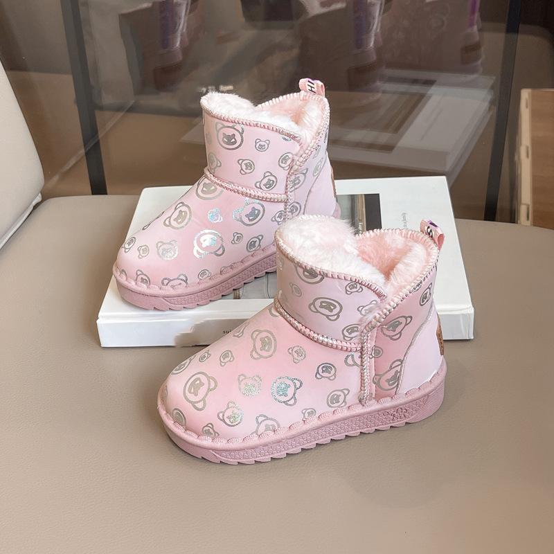 Зимние ботинки для девочек, новые зимние мягкие подошвы с шерстяной утолщенной обувью принцессы, детские хлопковые ботинки для мальчиков