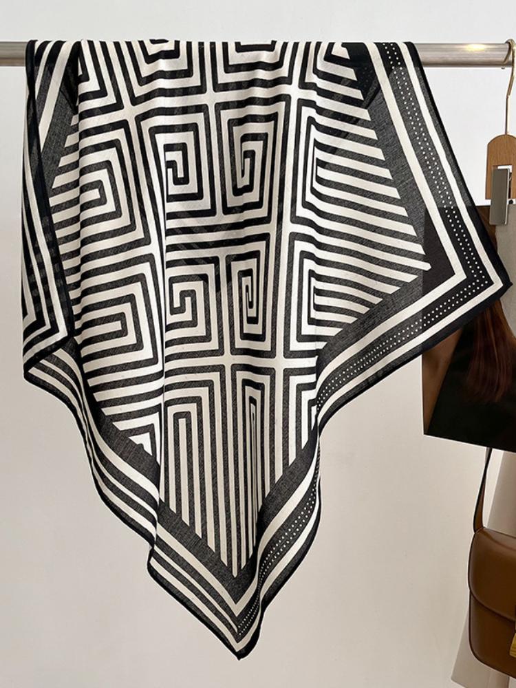 Luxury 70cm Small Cotton Hair Women Square Scarf Print Neckerchief Ladies Neck Tie Hand Wrist Foulard Bandana Echarpe