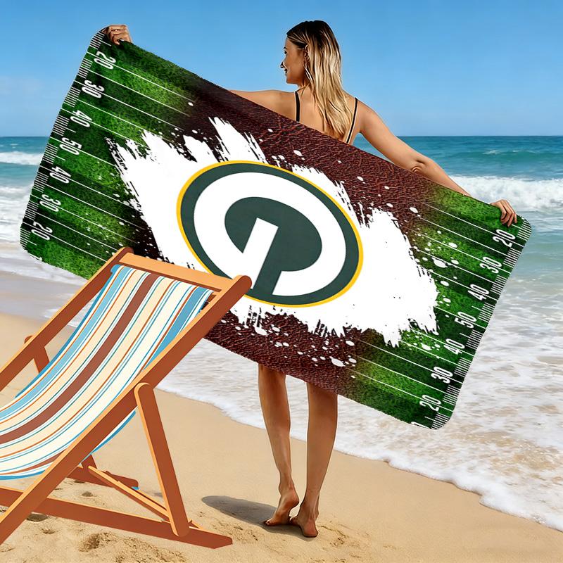 Green Bay Packers Print Beach Towel, Large Soft Quick Dry Towel for Beach Camping Swimming