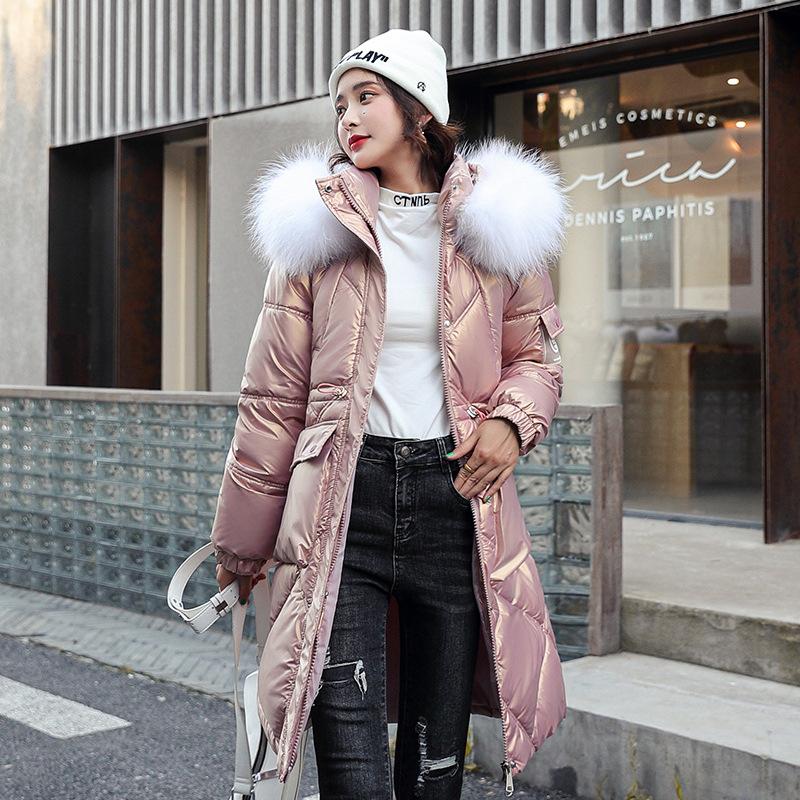 Winter Jacket Women Glossy Jacket Women's Winter Waist Slimming Warm Long Popular Coat