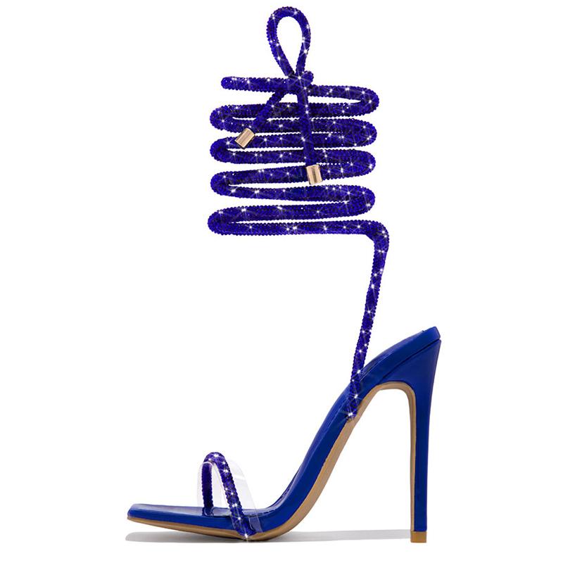 Сексуальные римские сандалии женские со стразами на ремешке полые тонкие высокие каблуки женские туфли для ночного клуба вечеринки