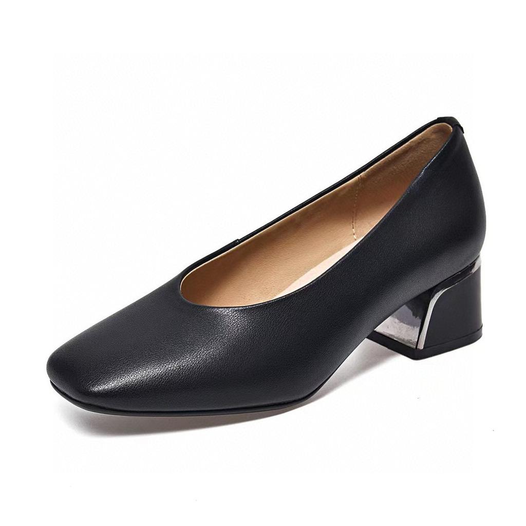 Весенние и летние модели, женская обувь с квадратной головкой и неглубоким носком, простая темпераментная рабочая обувь из воловьей кожи