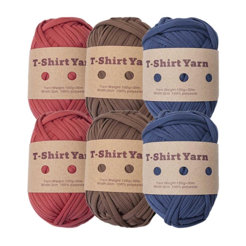 6 шт. Трикотажная пряжа Эластичная ткань Пряжа для вязания крючком для DIY вязания, Пряжа-спагетти Толстая пряжа для ручного вязания сумки
