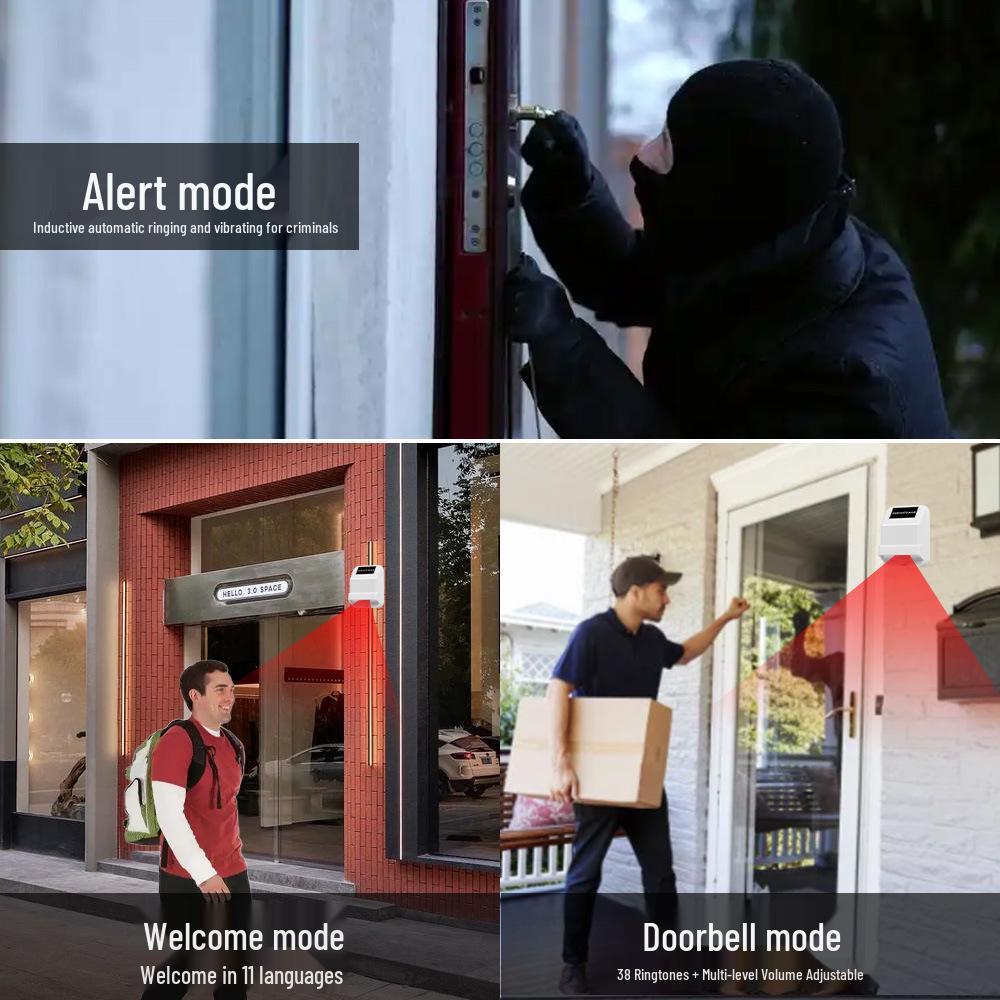 Беспроводной ИК-звонок с авто-звонком и широкоугольным датчиком для дома и магазина