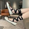 2024 Spring/Summer New Girl Style Square Headed French Ankle Strap Ballet Flat Shoes Light Mouth Color Block Single Shoes