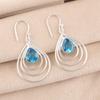 Natural Swiss Blue Topaz Gemstone 925 Sterling Silver Handcrafted Earrings 1.80" EE-31-2