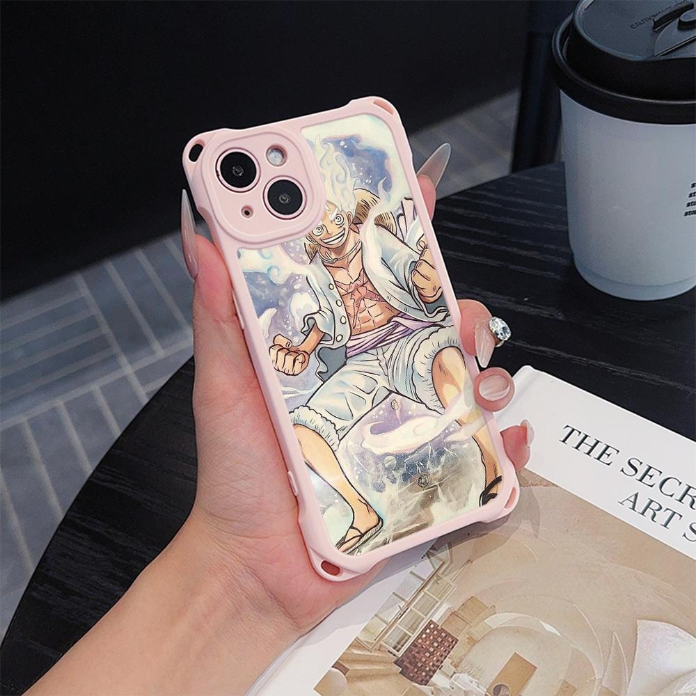 Мягкие чехлы для телефонов Ae92 One Piece Luffy Gear 5 для iPhone 16 15 14 13 12 11 Pro Max 7 8 Plus XR XS с ремешком на запястье, защитным шнурком для углов, задняя крышка