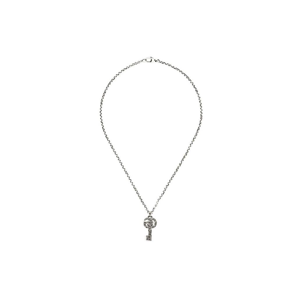 Gucci GG Marmont Double G Key Pendant Vintage Finish Shiny 925 Silver Necklace Men necklace 627757-J8400-0701