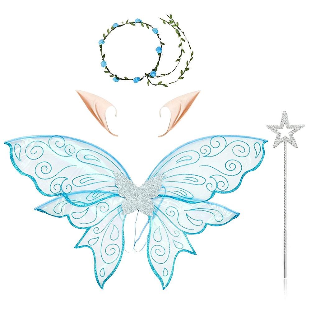 4Pcs Party Dress Up Butterfly Fairy Wings Set Lightweight Dress Up Wings Women Girls