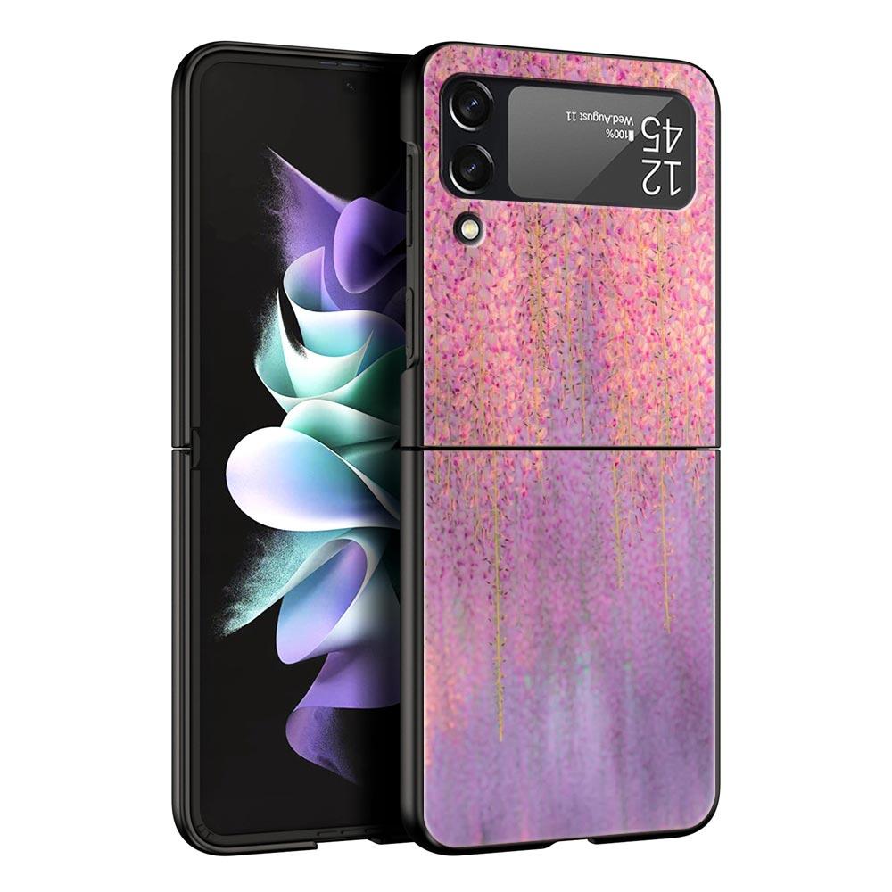 Корейский Цветочный Жесткий ПК Чехол для Телефона Для Samsung Galaxy Z Flip 7 6 5 4 Черный Чехол Для Galaxy Z Flip 3 Складной Корпус Fundas Capas