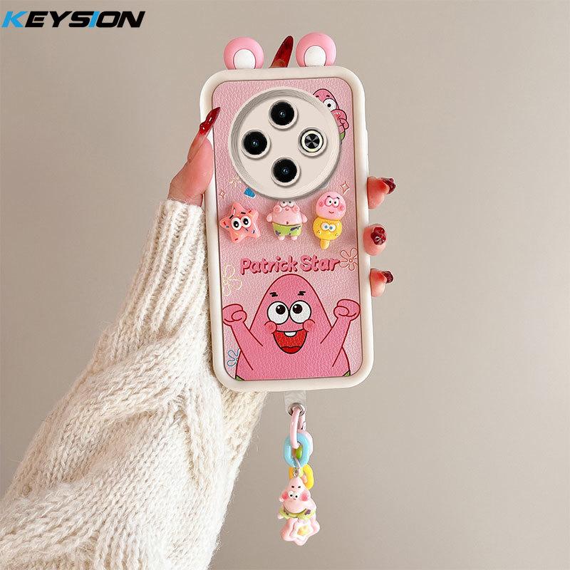 KEYSION Cute Ear 3D Cartoon Case for TECNO Spark 30C with Bracelet Soft Silicone Shockproof Phone Cover for TECNO Spark 30C