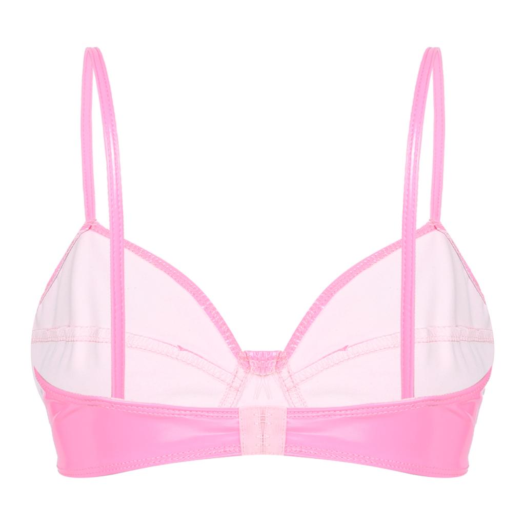 Women's Sexy Wetlook Bra Top No Padded Wireless Bustier Corset Clubwear