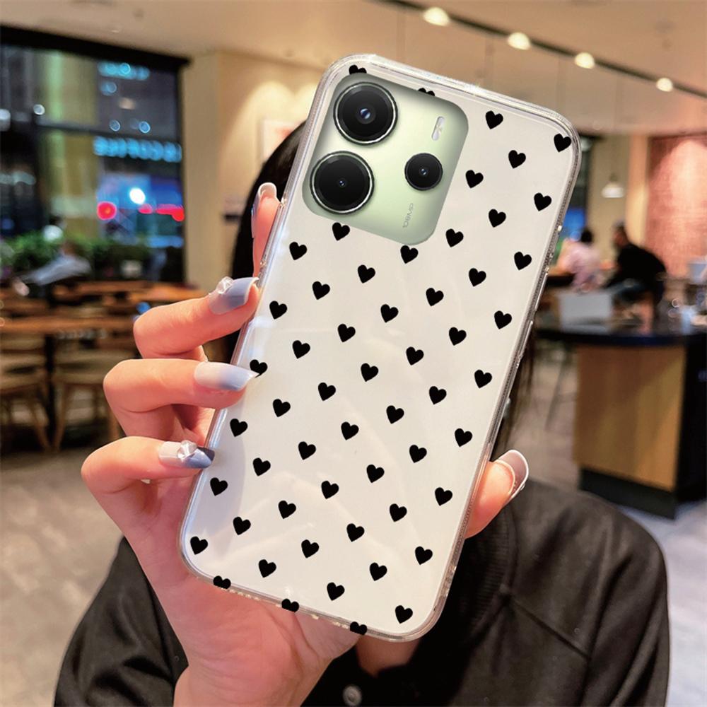 Чехол для телефона Xiaomi Redmi Note 14 Pro 5G Мультяшное Сердце Любви Прозрачный Нежелтеющий Ударопрочный Чехол для redmi 14C 4G