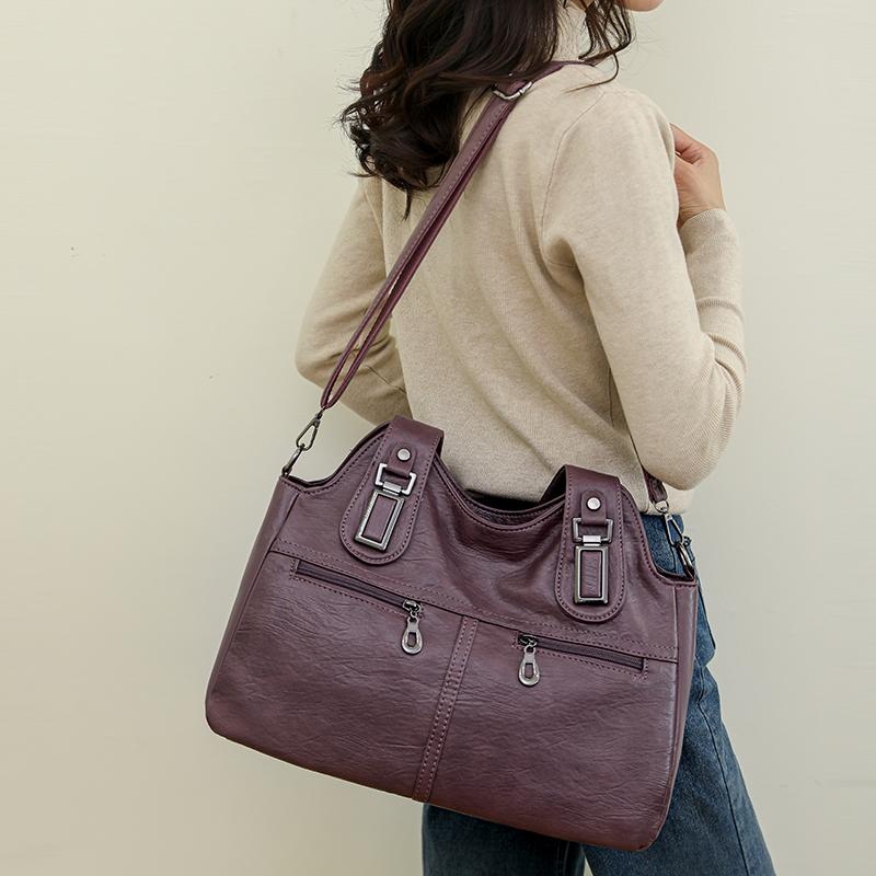 Женская кожаная сумка-тоут под мышками, сумка через плечо