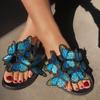 Women Summer Butterfly Slippers Fashion Craft Embroidery Three -Dimensional Butterfly Sandals And Slippers Beach Shoes Flip Flops