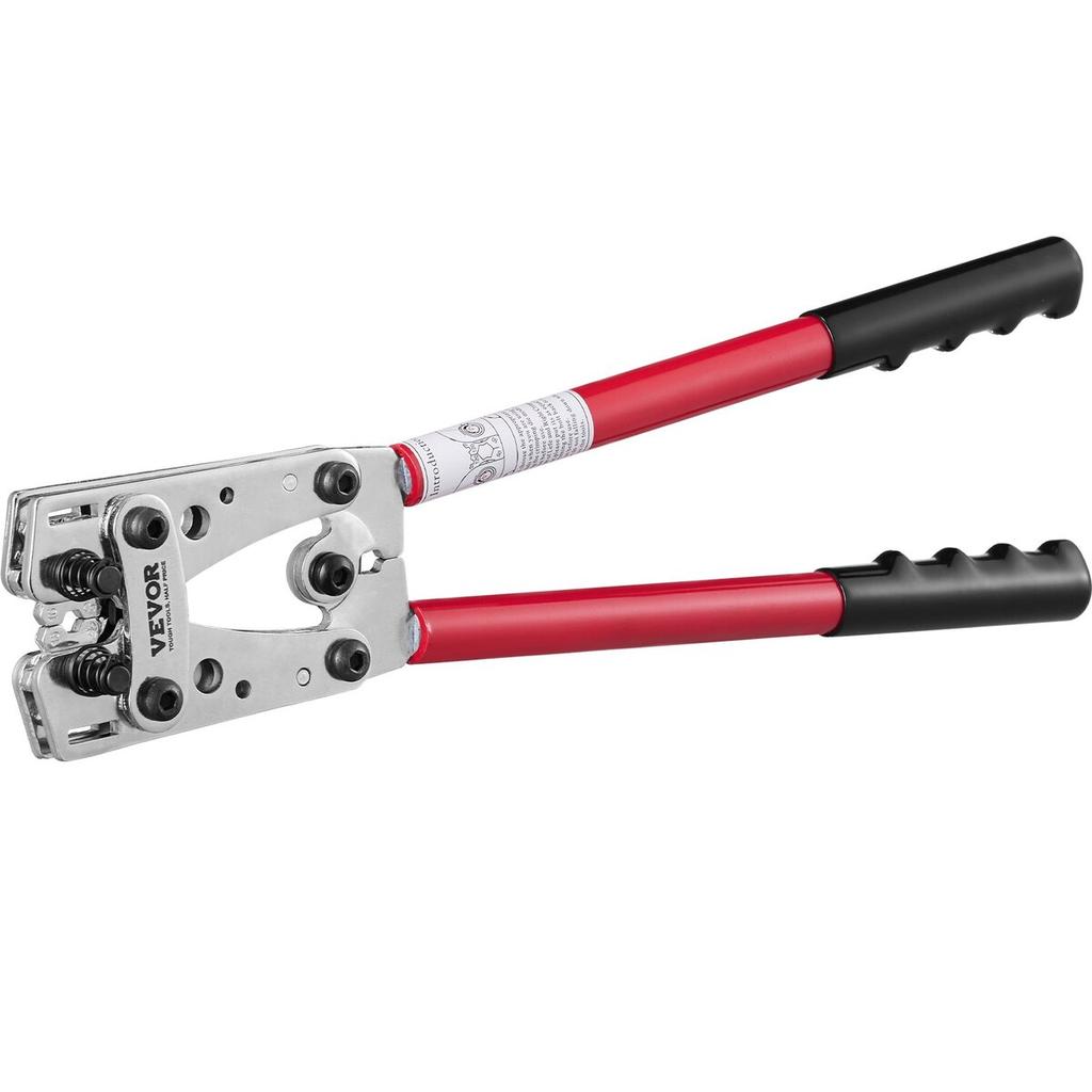 Battery Cable Lug Crimping Tool, 10-1/0AWG with Cable Cutter and 95PCS Copper Ring Terminals, 6 Wire Sizes Crimping Die and 100pcs Heat Shrink Tubes,