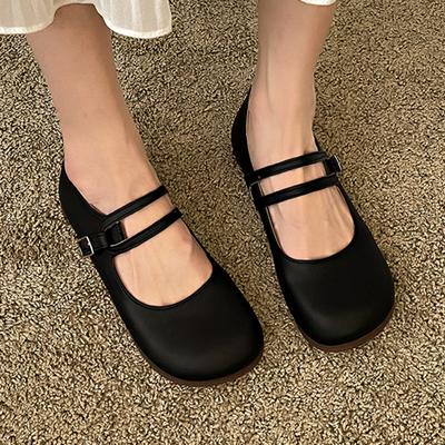 Lucyever, удобные женские туфли на мягкой подошве на плоской подошве, осенние туфли из искусственной кожи с пряжкой и ремешком, женские балетки с круглым носком, женские туфли на плоской подошве