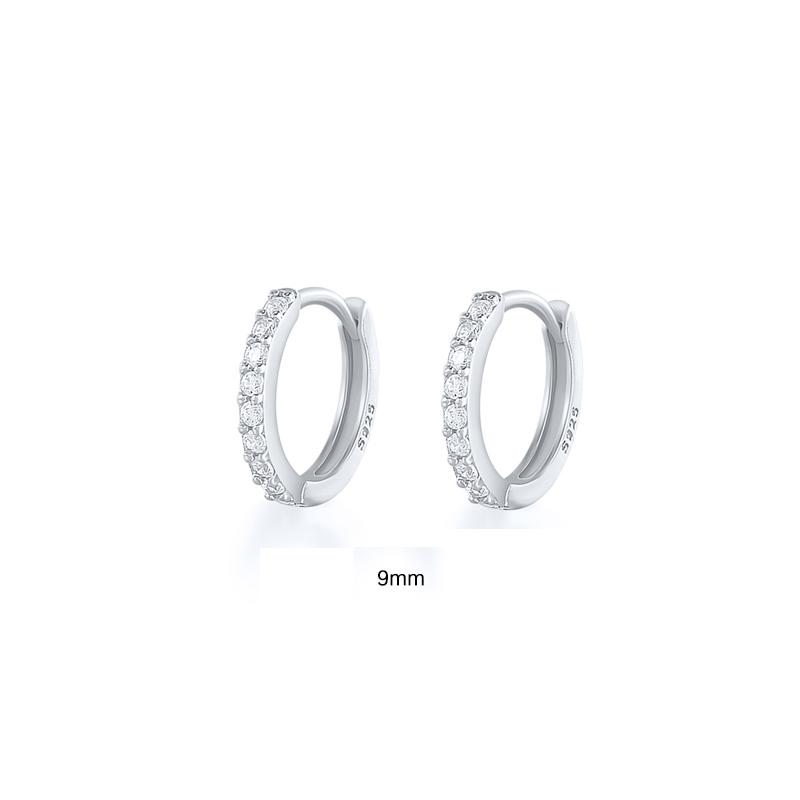 6/7/8/9 MM Cartilage Circle Earrings 925 Silver Bling CZ Huggie Hoop Earring for Women Piercing Buckle Wedding Jewelry