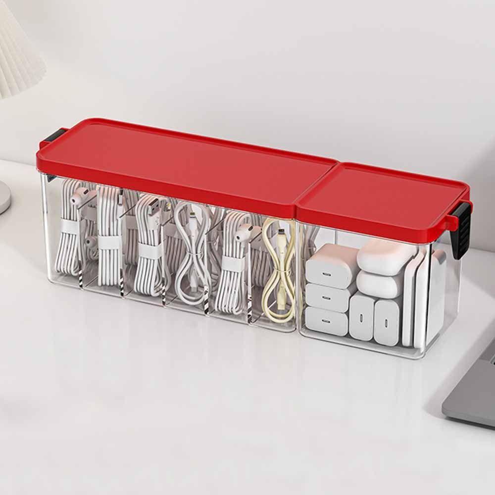 Dustproof Card Data Cable Organizer Case Durable Messy-Free Desktop Cable Organizer with Lid Reusable Charger Wire Organizer