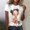Summer Round Neck 3D Anime Girl Printed Top Fashionable Casual Short Sleeved Women's T-shirts