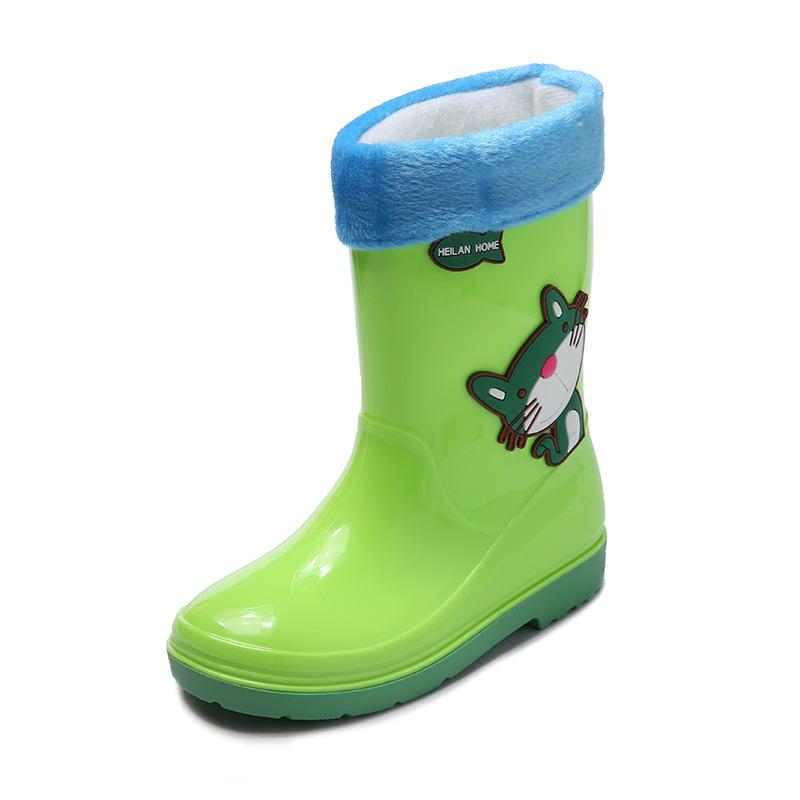 Детские резиновые сапоги на флисовой подкладке, водонепроницаемые