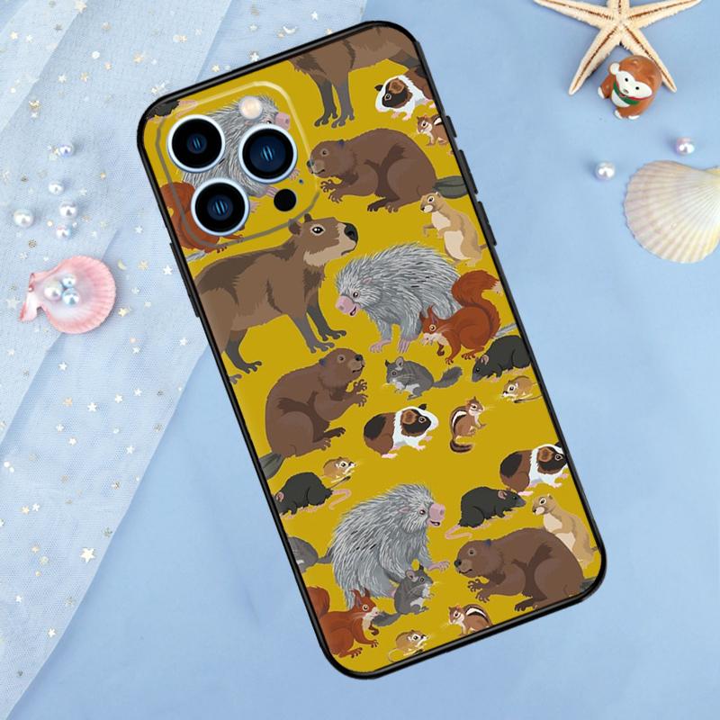Милый Мультяшный Чехол Капибара для iPhone 17 Pro Max 16 15 14 12 11 13 Pro Max Plus 12 13 Mini 16e 17 Air Задняя Крышка
