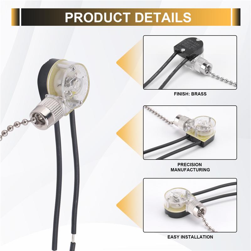 Тренд 2025 3 шт. Выключатель света потолочного вентилятора ZE-109 Выключатель вентилятора Потолочный выключатель с цепочкой для замены