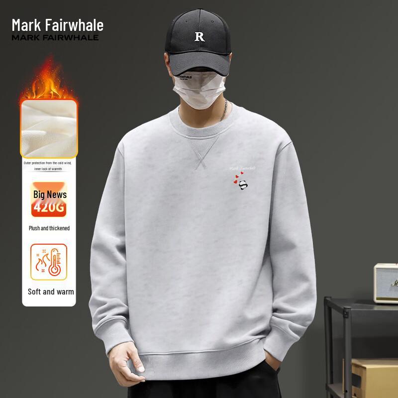 Mark Hua Fei Men's Heavyweight Fleece-Lined Crew Neck Sweatshirt