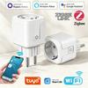 Tuya EU Умная WiFi Zigbee3.0 Розетка Удаленный Мониторинг Питания Таймер Голосовое Управление для Дома Офиса Совместима с Alexa Google