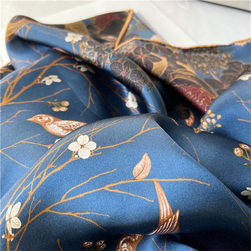 110*110 Cm Square Silk Scarf Women's Fashion Printed Small Neck Scarf Office Women's Hair Belt Folar Handkerchief Women's Handkerchief Shawl Scarf