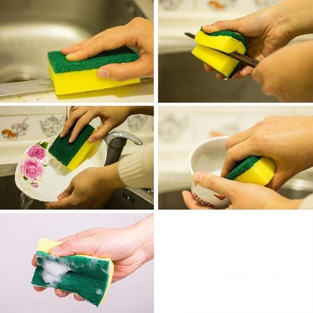 10Pcs Non Scratch Scrub Sponge Super Absorbent Multi Use Cleaning Sponges for Kitchen Dishes