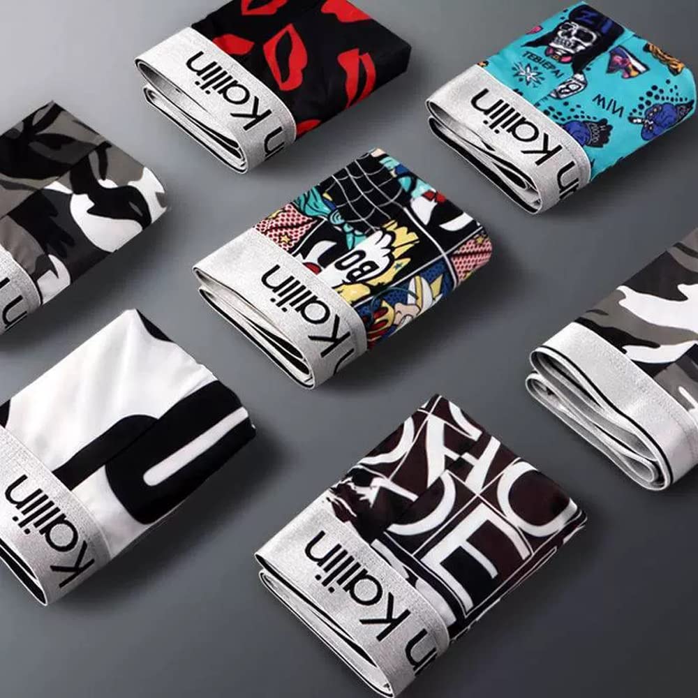 Мужской набор боксеров-брифов из 5 штук Amtop, с передней застежкой, дышащие, влагоотводящие, быстросохнущие, антибактериальные и устойчивые к запаху, с низкой посадкой (C4-L)